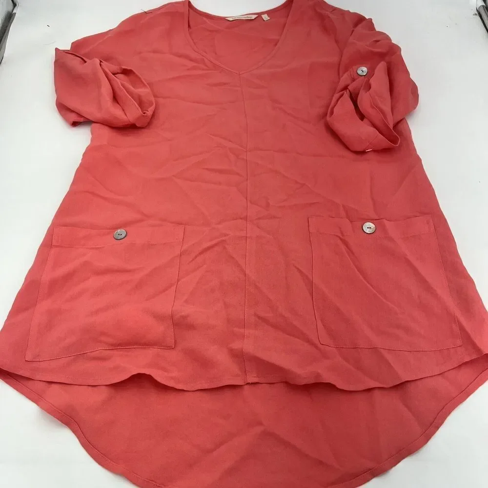 Soft Surroundings Orange Two Pocket Tunic Size Small